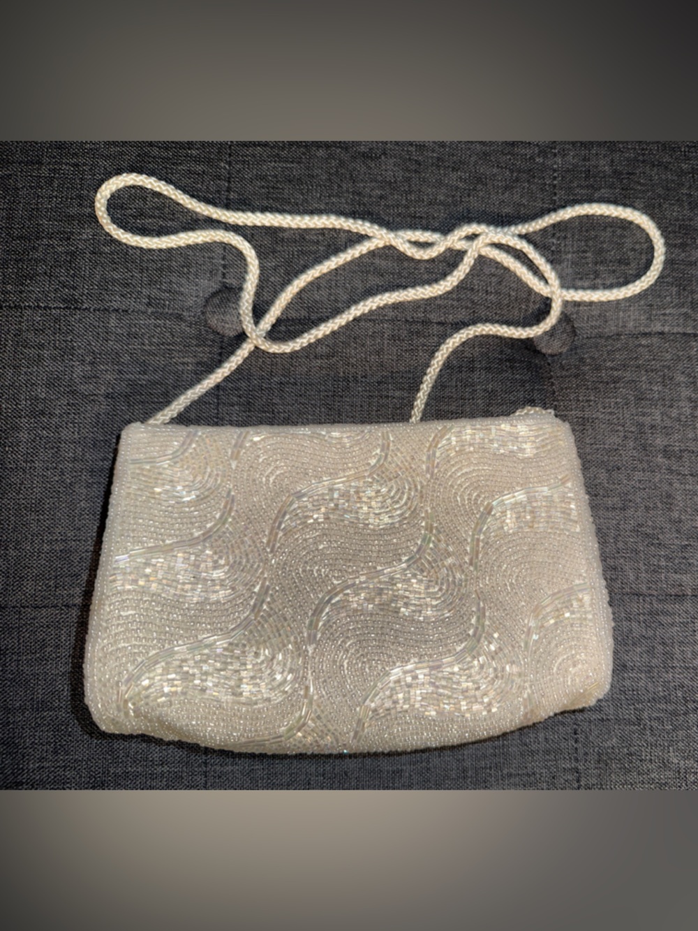 Vintage Carla Marchi Elegant Ivory Beaded Shoulder Purse